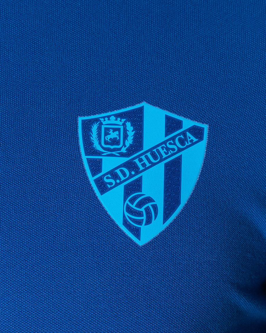 Kids SD Huesca Fanswear Polo Shirt 2023 2024 Blue Black