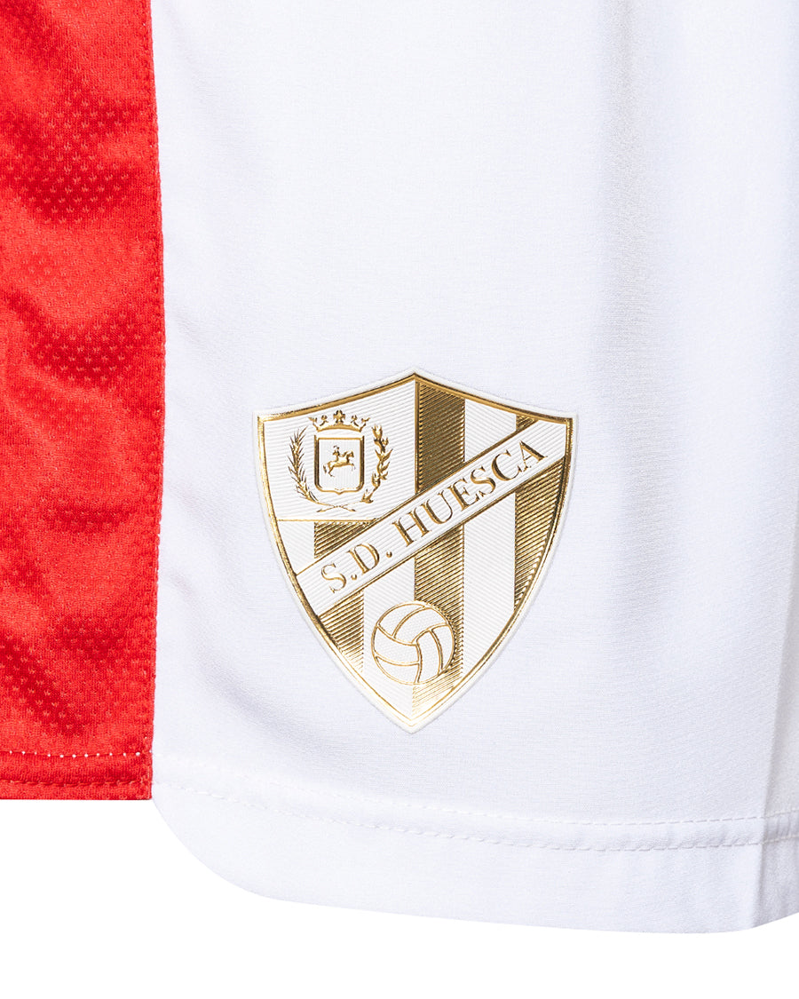 SD Huesca Away Kit Shorts 2023 2024 White Red Gold Metallic