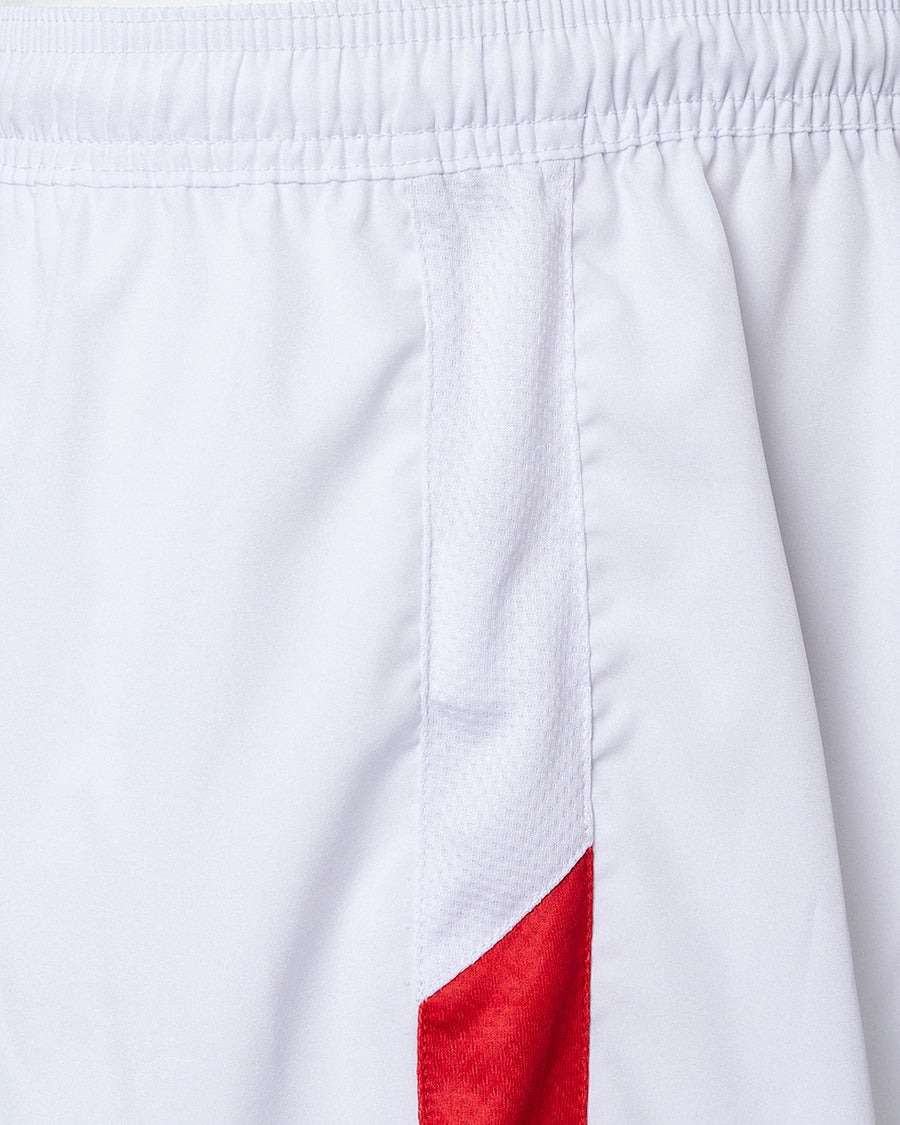 Kids SD Huesca Away Kit Shorts 2023 2024 White Red Gold Metallic