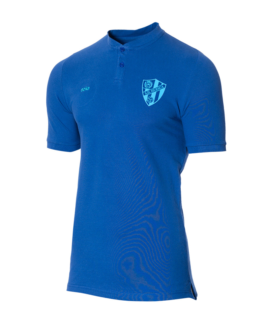 Kids SD Huesca Fanswear Polo Shirt 2023 2024 Blue Black