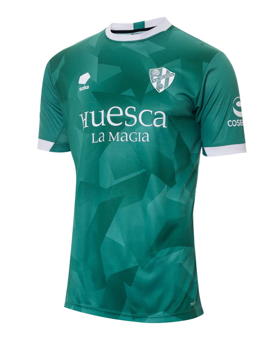 Kids SD Huesca Third Jersey 2023 2024 Green Dark Green White